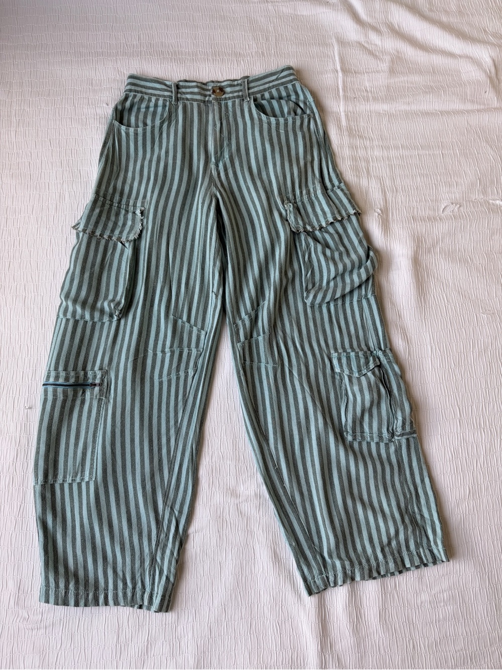 Urban Outfitters UO Alexandra Striped Linen Cargo Pants